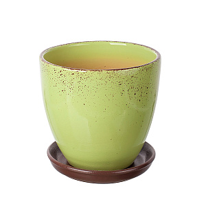 Цв. горшок с поддоном (керамика), D17xH15см, 2,4л, зеленый в интернет-магазине флористических аксессуаров Азалия Декор