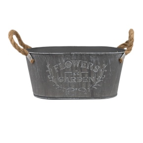 Кашпо с ручками (металл), 24x14хH11см, серый в интернет-магазине флористических аксессуаров Азалия Декор