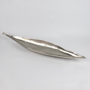 Блюдо Лист (металл), 79х15хH7см, серебряный в интернет-магазине флористических аксессуаров Азалия Декор