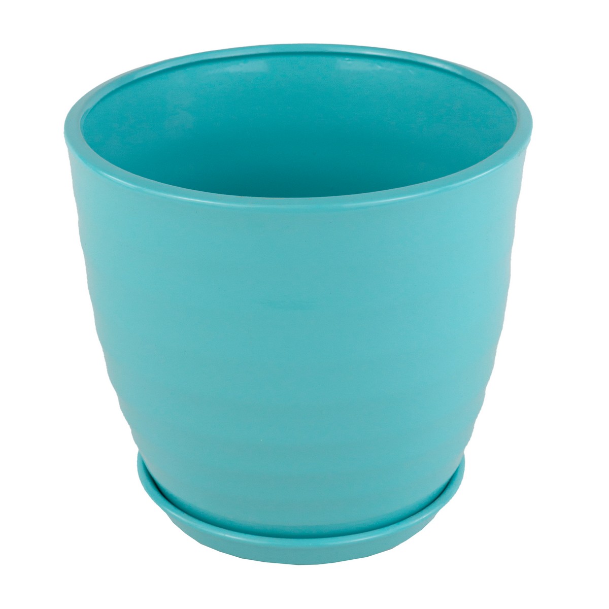 Цв. Горшок с поддоном Обруч Глянец (керамика), D22xH20см., 5л., бирюзовый в интернет-магазине флористических аксессуаров Азалия Декор