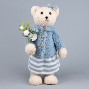 Сувенир Медвежонок Девочка, Н37х19х17см, голубой в интернет-магазине флористических аксессуаров Азалия Декор