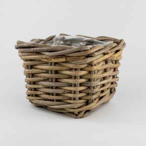 Кашпо плетеное (ротанг), 18х18хН14см, серый в интернет-магазине флористических аксессуаров Азалия Декор