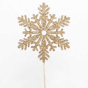 Вставка Снежинка с глиттером, 8хH20см, (в уп. 12шт.), шамп. в интернет-магазине флористических аксессуаров Азалия Декор