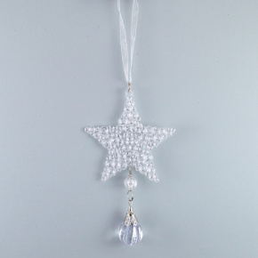 Украшение подвесное Звезда (пластик), 17,5x9,5см, белый в интернет-магазине флористических аксессуаров Азалия Декор