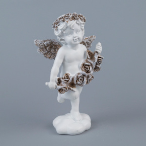 Сувенир Ангел с розами (полирезин), H11х6х4см, белый в интернет-магазине флористических аксессуаров Азалия Декор