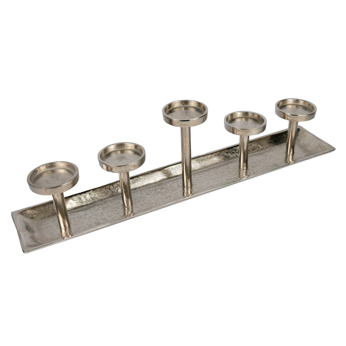 Подсвечник для 5 свечей (металл), H17x58x11,5см, серебряный в интернет-магазине флористических аксессуаров Азалия Декор