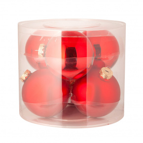 Набор шаров 6шт. в тубе (стекло), D10см, в асс., красн. в интернет-магазине флористических аксессуаров Азалия Декор