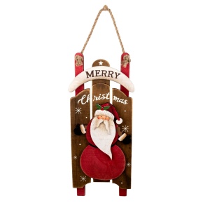 Украшение подвесное Санки (дерево), Н32х13,5х3, красный/белый в интернет-магазине флористических аксессуаров Азалия Декор