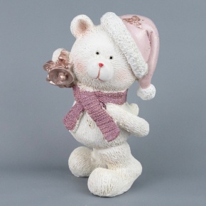 Сувенир Медвежонок (полирезин), Н15,5х9х8см, розовый в интернет-магазине флористических аксессуаров Азалия Декор