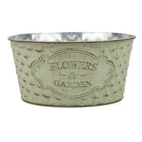 Кашпо (металл), D18xH9см, зеленый в интернет-магазине флористических аксессуаров Азалия Декор