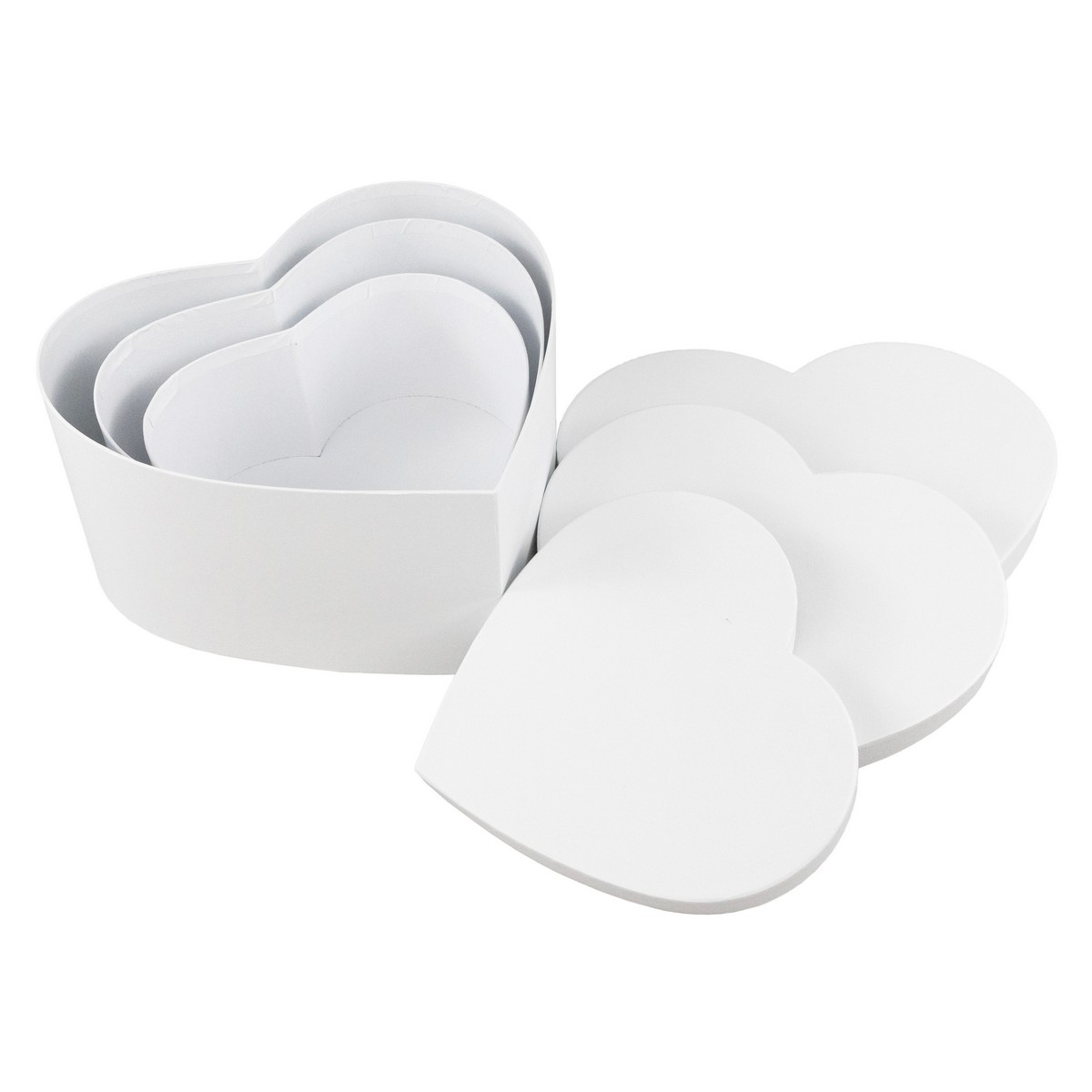 Набор коробок Сердце 3шт. (картон), 28,3x25,8xH13,5см, белый в интернет-магазине флористических аксессуаров Азалия Декор