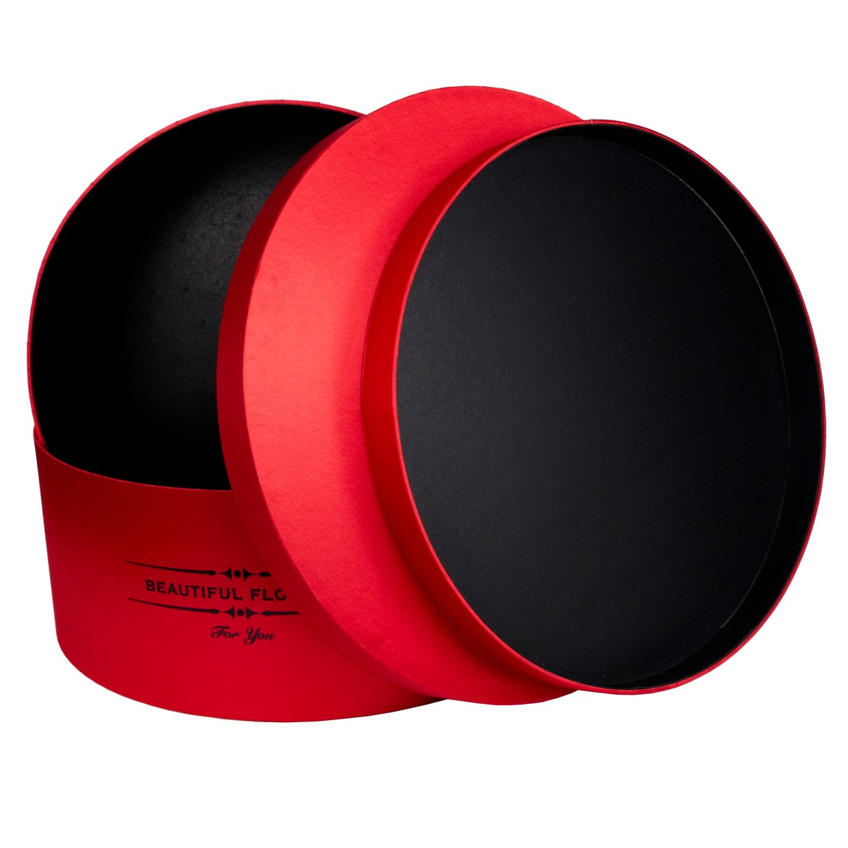 Набор коробок подарочных круглых 2шт., D49xH19,8см, красный в интернет-магазине флористических аксессуаров Азалия Декор