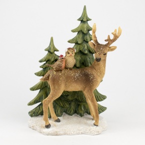 Сувенир Олень (полирезин), Н20х14х8см, кор./зел. в интернет-магазине флористических аксессуаров Азалия Декор