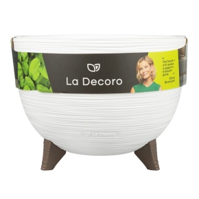 Кашпо на ножках со вставкой Ля Декоро (пластик), D32xH24см, 9,8л, белый в интернет-магазине флористических аксессуаров Азалия Декор