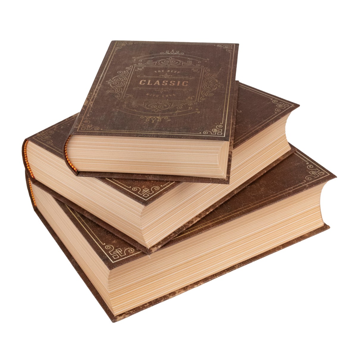 Набор коробок подарочных Книга 3шт., 29х24хН7,3см, коричневый в интернет-магазине флористических аксессуаров Азалия Декор