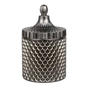 Свеча в банке с крышкой (стекло), H18xD10см, серый в интернет-магазине флористических аксессуаров Азалия Декор