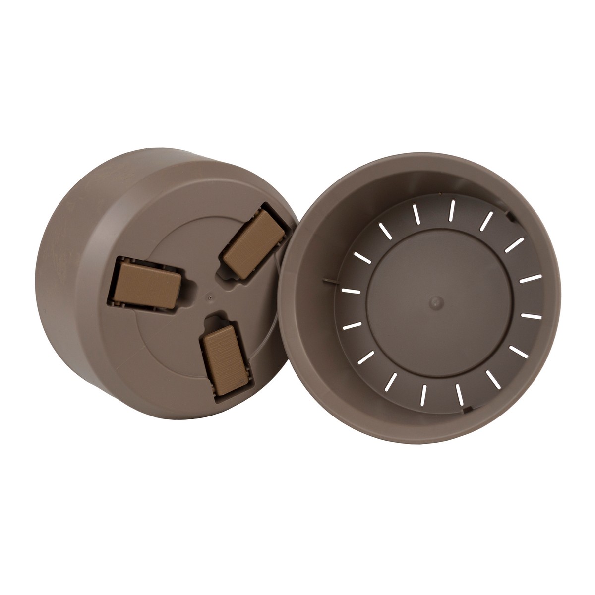 Кашпо со вставкой Грация Прайм (пластик), D15xH9см, 0,7л, коричневый в интернет-магазине флористических аксессуаров Азалия Декор