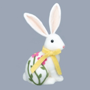 Сувенир Кролик (пенопласт/текстиль), H40x20x18см, белый/желтый в интернет-магазине флористических аксессуаров Азалия Декор