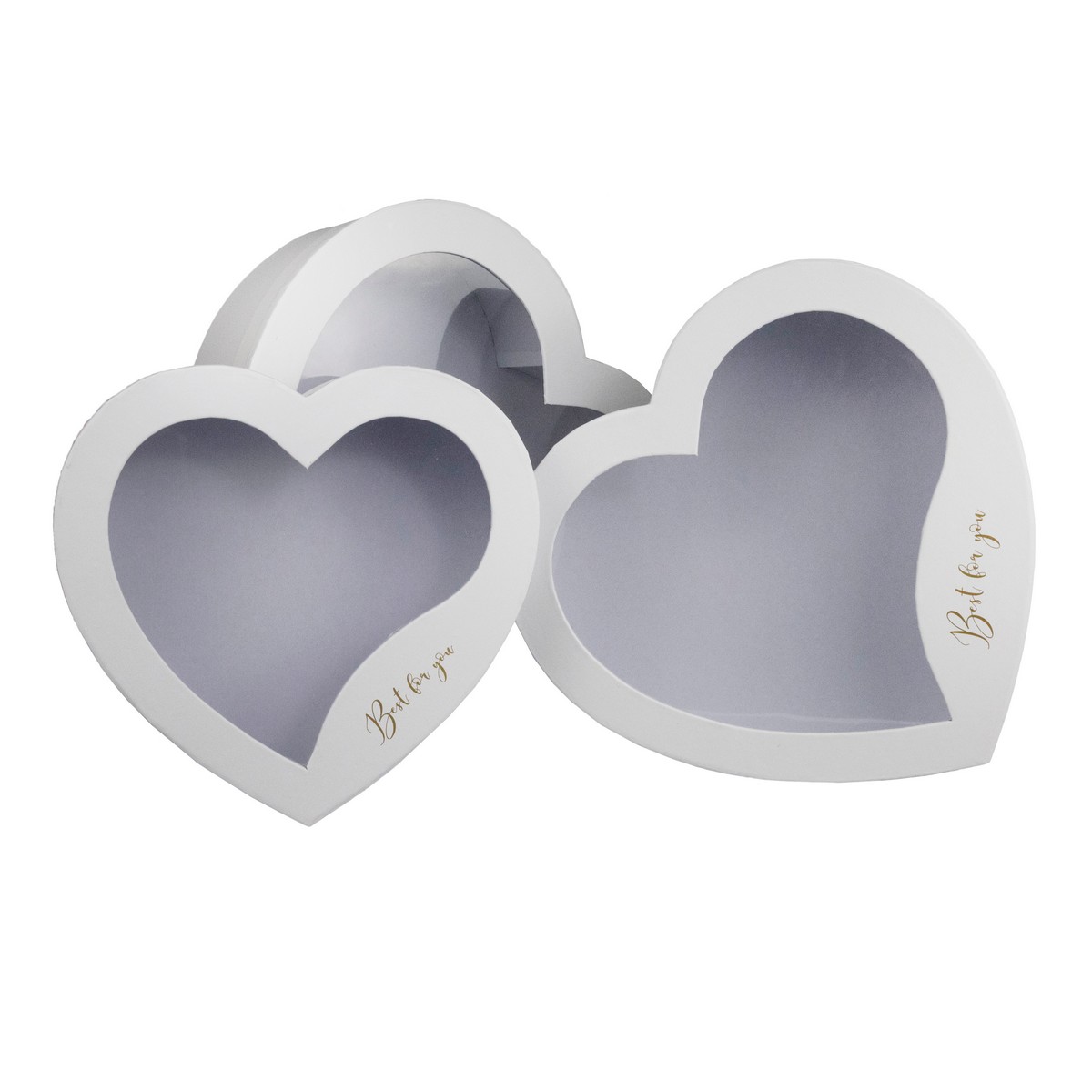 Набор коробок Сердце 3шт, 31,5х30,3х10см, белый в интернет-магазине флористических аксессуаров Азалия Декор