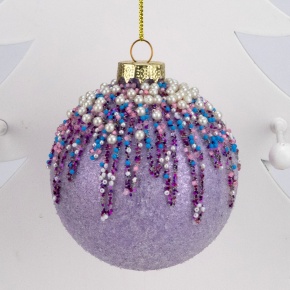 Украшение подвесное Шар (стекло), D8см, сиреневый в интернет-магазине флористических аксессуаров Азалия Декор
