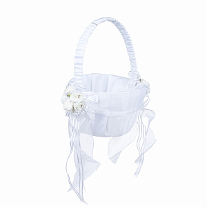 Корзина свадебная с цветами, D13xH21, белый в интернет-магазине флористических аксессуаров Азалия Декор