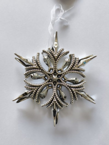 Украшение подвесное Снежинка (пластик), 10,8х12,6см, серебряный в интернет-магазине флористических аксессуаров Азалия Декор