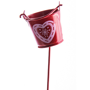 Ведерко на вставке (металл) D4см, (в дисплее 36шт.), красный/белый, в ассорт. в интернет-магазине флористических аксессуаров Азалия Декор