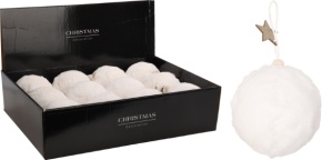 Украшение подвесное Шар со звездой (пластик), D12см, белый в интернет-магазине флористических аксессуаров Азалия Декор