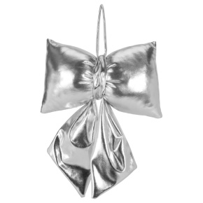 Украшение подвесное Бант (текстиль), 26х18х13см, серебряный в интернет-магазине флористических аксессуаров Азалия Декор