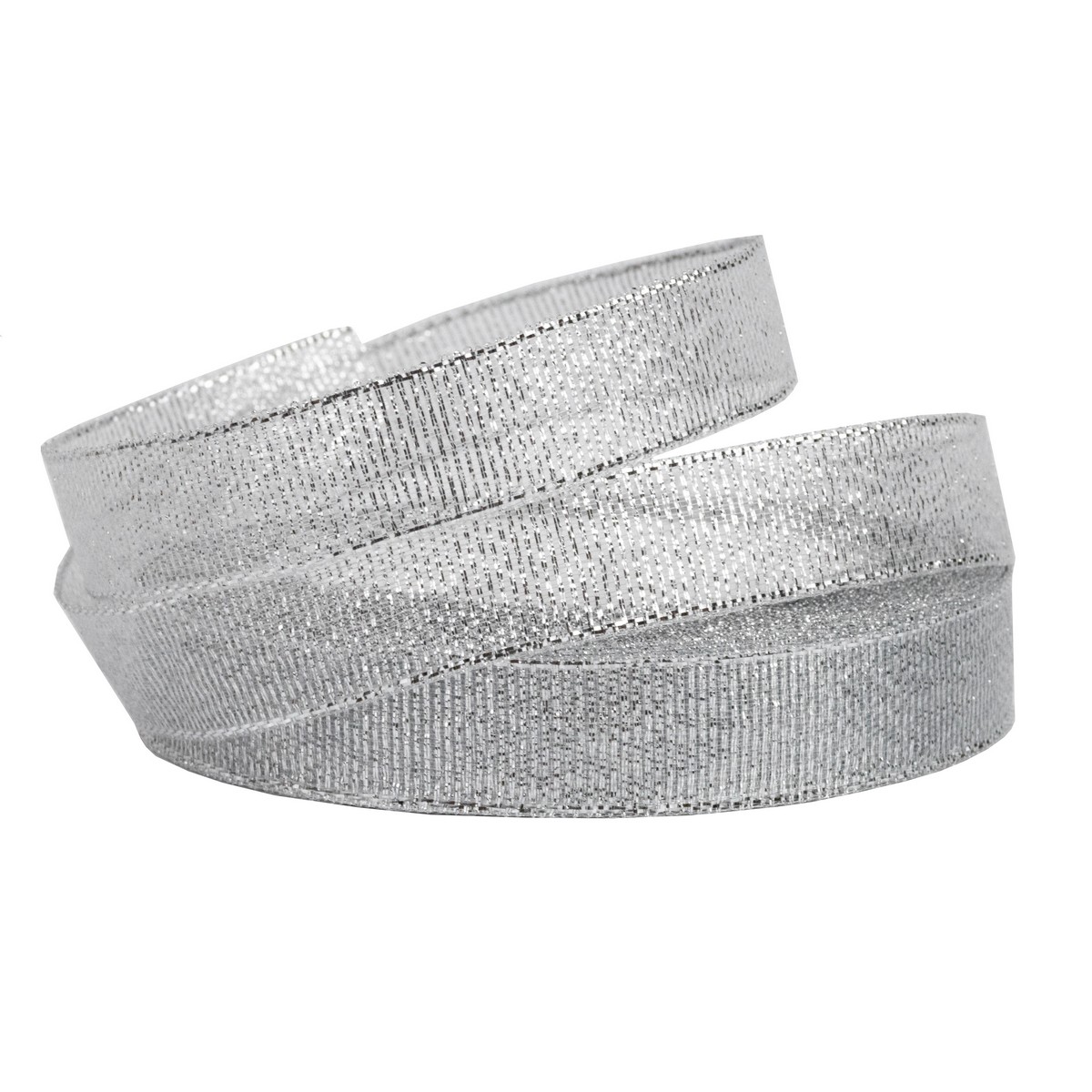 Лента декоративная (полиэстер), 15 мм 22 м, серебряный в интернет-магазине флористических аксессуаров Азалия Декор