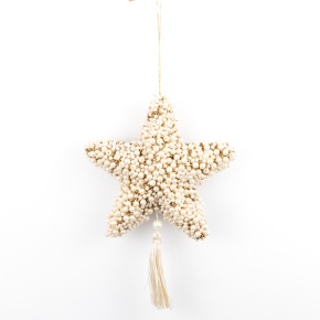 Украшение подвесное Звезда с кисточкой, Н18х15х4см, золотой в интернет-магазине флористических аксессуаров Азалия Декор