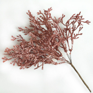 Ветка Туи с глиттером на вставке, H20см, розовый в интернет-магазине флористических аксессуаров Азалия Декор