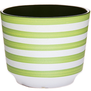 Кашпо (керамика), D12, зеленый/белый в интернет-магазине флористических аксессуаров Азалия Декор