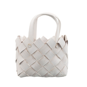 Корзина плетеная Сумка, 15x11xH17см, белый в интернет-магазине флористических аксессуаров Азалия Декор