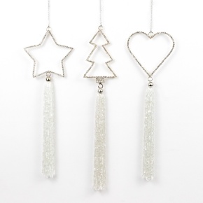 Украшение подвесное (металл), 25х8см, в асс, серебряный в интернет-магазине флористических аксессуаров Азалия Декор