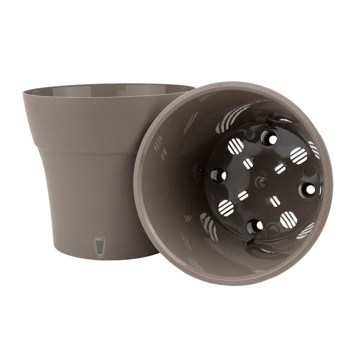 Кашпо со вставкой Дали Софт (пластик), D11xH10,5см, 0,6л, бежевый в интернет-магазине флористических аксессуаров Азалия Декор