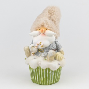 Сувенир Санта на капкейке (полирезин), Н21х10,5х10см, зеленый в интернет-магазине флористических аксессуаров Азалия Декор