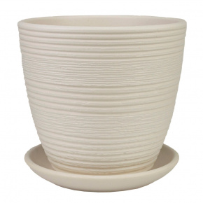 Цв. горшок с поддоном Халва (керамика), D21xH19,5см, 4,2л, белый в интернет-магазине флористических аксессуаров Азалия Декор