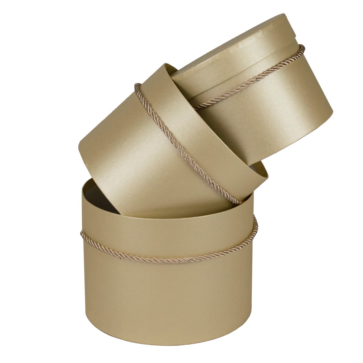 Набор коробок подарочных круглых 3шт., D19,7xH14,5см, лимонный в интернет-магазине флористических аксессуаров Азалия Декор