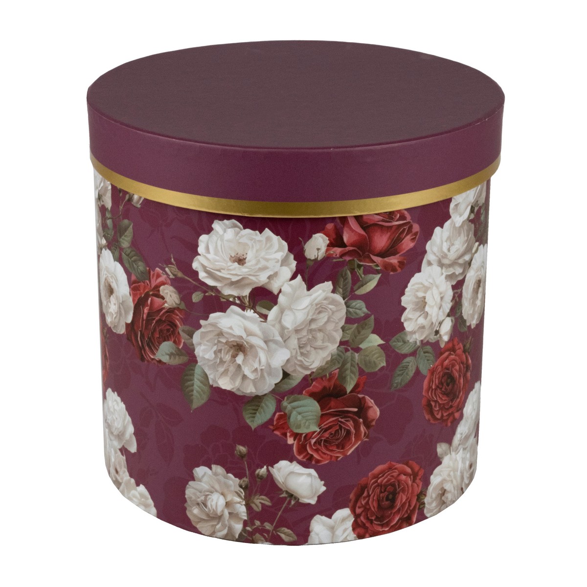 Набор коробок подарочных круглых 3шт, D19,5xH19см, красный/белый в интернет-магазине флористических аксессуаров Азалия Декор