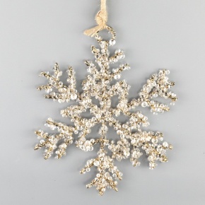 Украшение подвесное Снежинка со стразами (металл), 16х16см, шампань в интернет-магазине флористических аксессуаров Азалия Декор