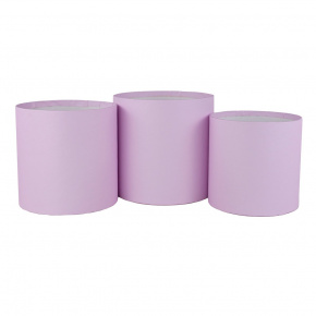 Набор коробок подарочных круглых без крышки 3шт., D16xH16 см, светло-сиреневый в интернет-магазине флористических аксессуаров Азалия Декор