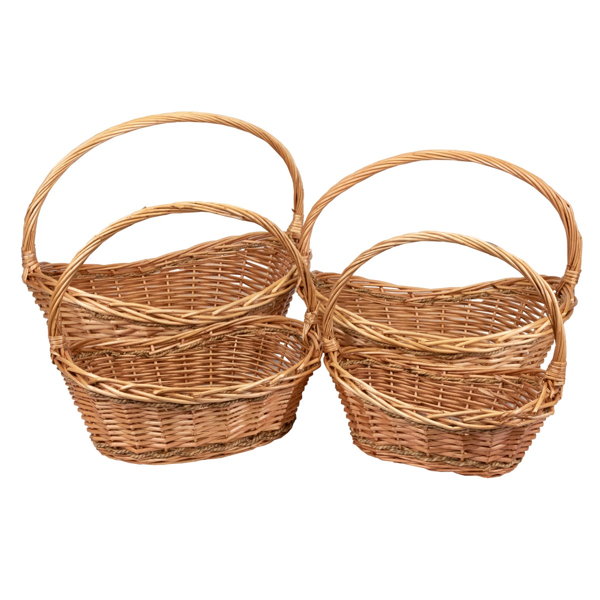 Набор корзин плетеных 4шт. (ива), 56x38x22/15xH46см, светло-коричневый в интернет-магазине флористических аксессуаров Азалия Декор