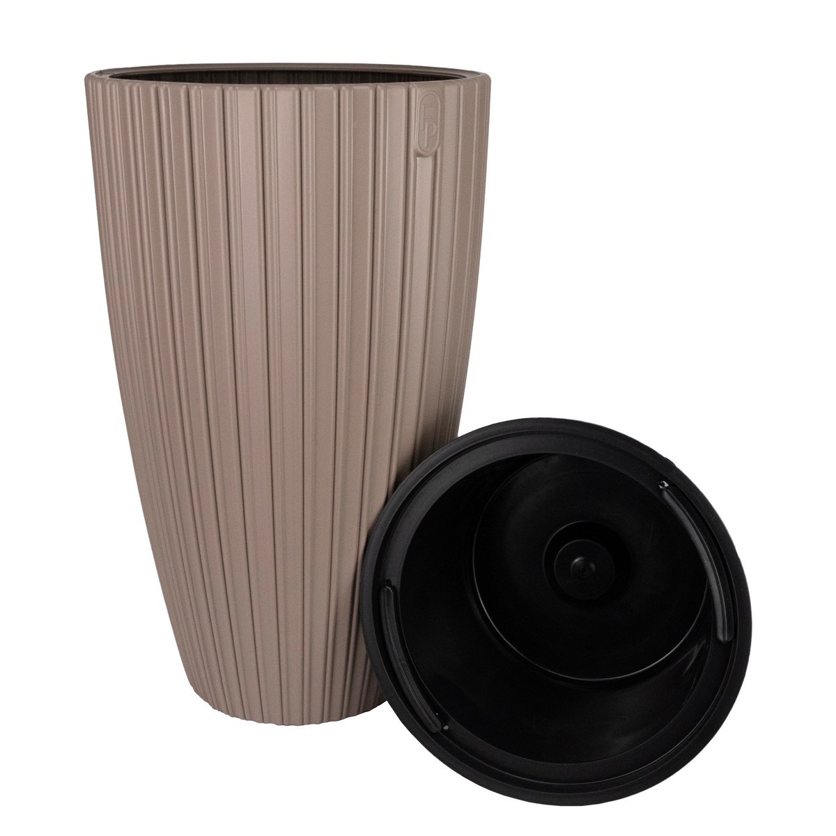 Кашпо со вставкой Мика Слим (пластик), D29xH48см, 5,5л, серо-коричневый в интернет-магазине флористических аксессуаров Азалия Декор