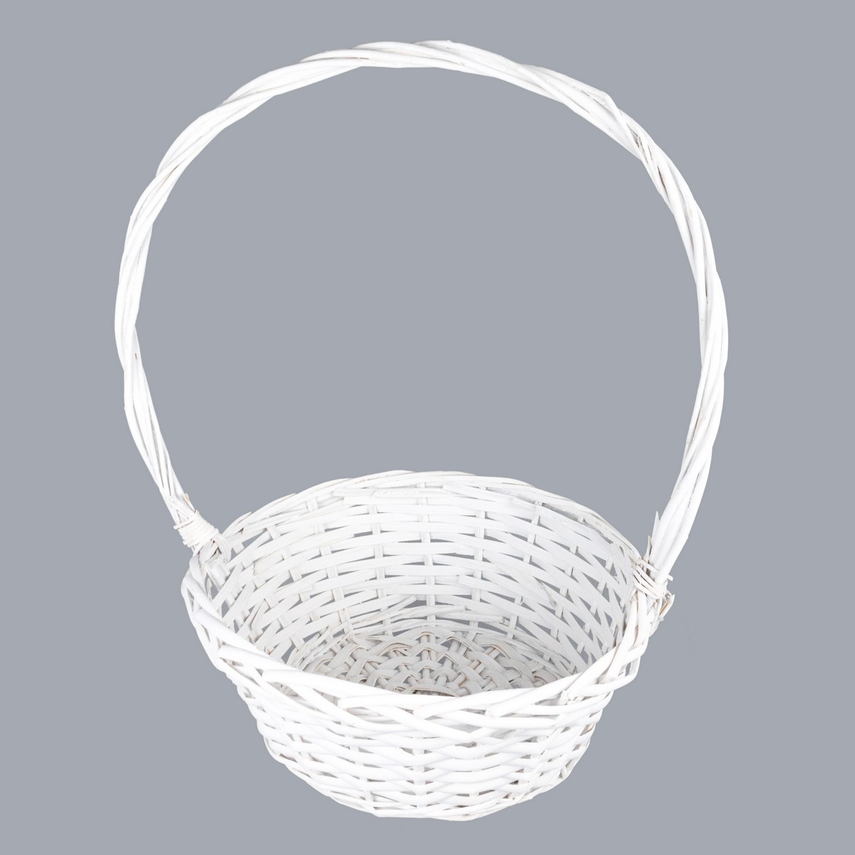 Корзина плетеная (ива), D30x12xH43см, белый в интернет-магазине флористических аксессуаров Азалия Декор