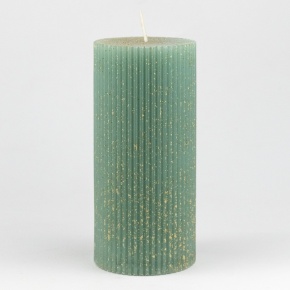 Свеча-столбик ребристая, H13xD7см, зеленый в интернет-магазине флористических аксессуаров Азалия Декор