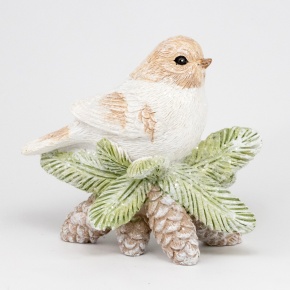 Сувенир Птичка с шишками (полирезин), H7x8х4,5см, кремовый в интернет-магазине флористических аксессуаров Азалия Декор
