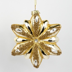 Украшение подвесное Цветок (стекло), Н12х10см, золотой в интернет-магазине флористических аксессуаров Азалия Декор