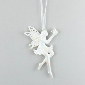 Украшение подвесное Фея (пластик), 14,5х8,2см, белый в интернет-магазине флористических аксессуаров Азалия Декор