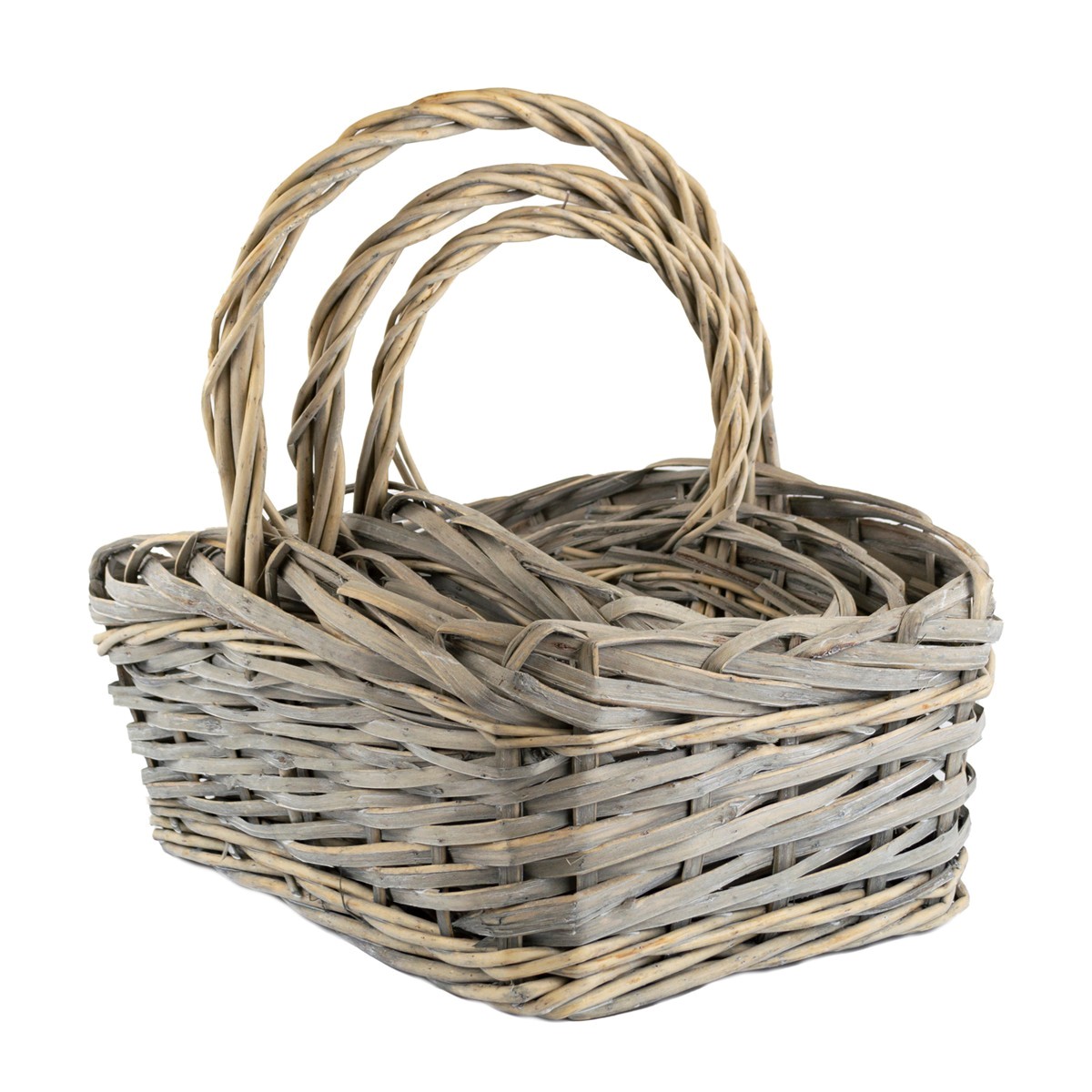 Набор корзин плетеных 3шт. (ива), 45x33x21xH39см, серый в интернет-магазине флористических аксессуаров Азалия Декор